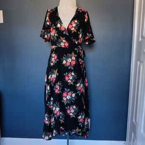 Adorable floral printed wrap dress